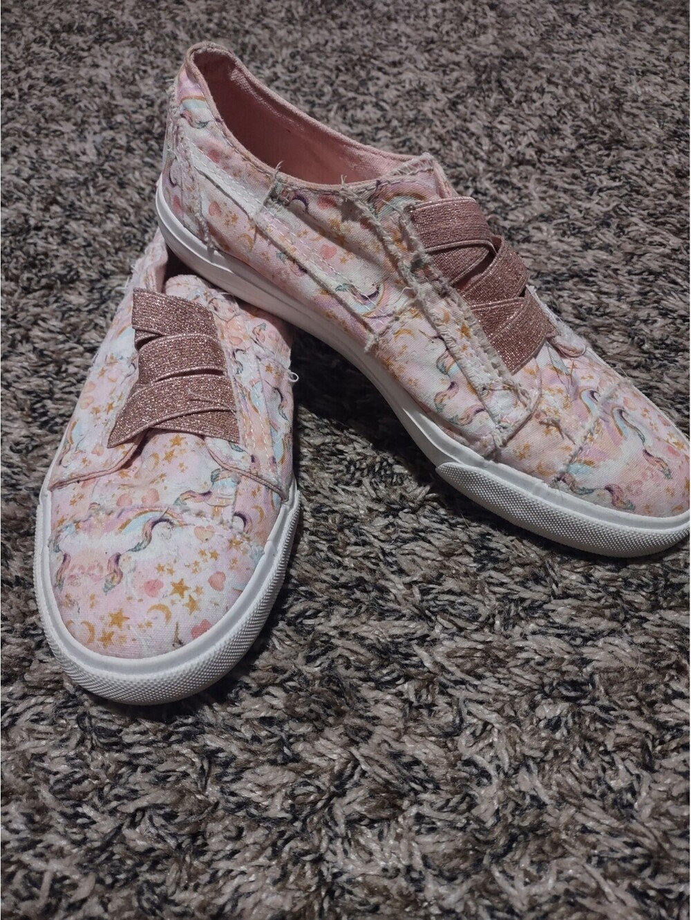 Girls Pink Unicorn Blowfish Slip On Shoes Size 5